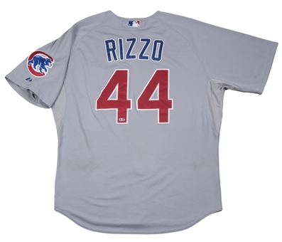2014 Anthony Rizzo Game Used Chicago Cubs Road Jersey Photo Matched To 7 Games For 3 Home Runs (MLB Authenticated & Sports Investors Authentication)